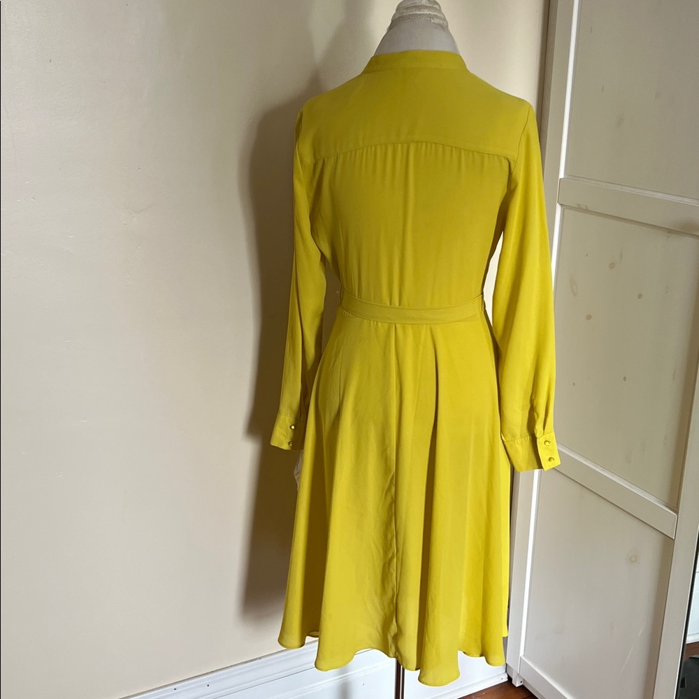 Nanette Lepore "Laurel Leaf" Pleated Midi Dress | Chartreuse NWT Size 4 - Picture 8 of 10
